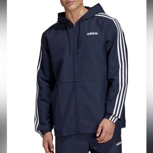 Like New! Adidas 3 Stripe Windbreaker  Navy, Medium